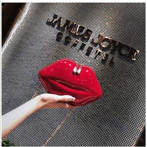 Evening Clutch Leather Lips-shaped Crossbody Bags